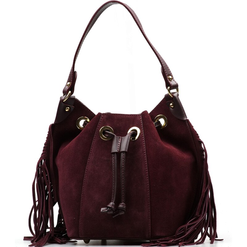 Blaire Kožená kabelka so strapcami Renee bordó 65670463