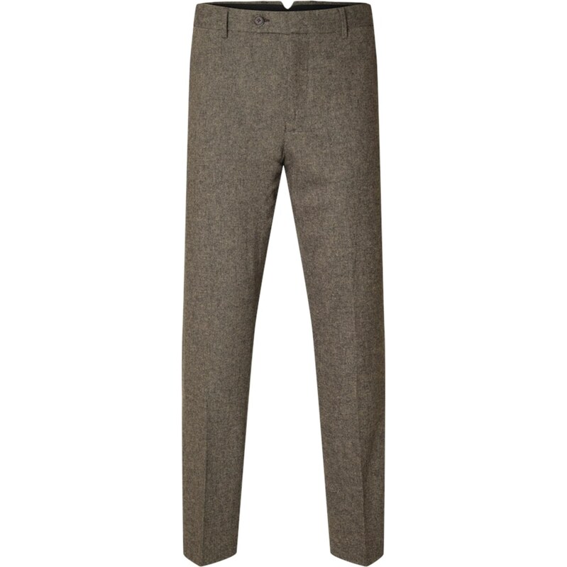 SELECTED Nohavice s pukmi REED tmavohnedá 65873873