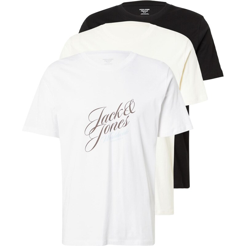 JACK & JONES Tričko JORInwood béžová / modrá / čierna / biela 65679212