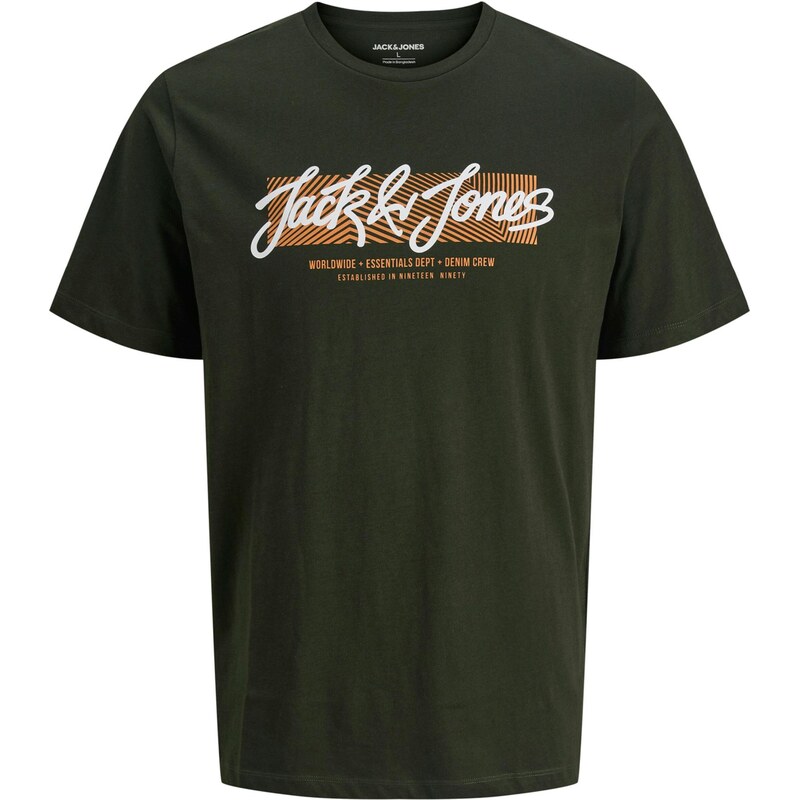JACK & JONES Tričko URBAN farba ťavej srsti / tmavozelená / biela 65679379