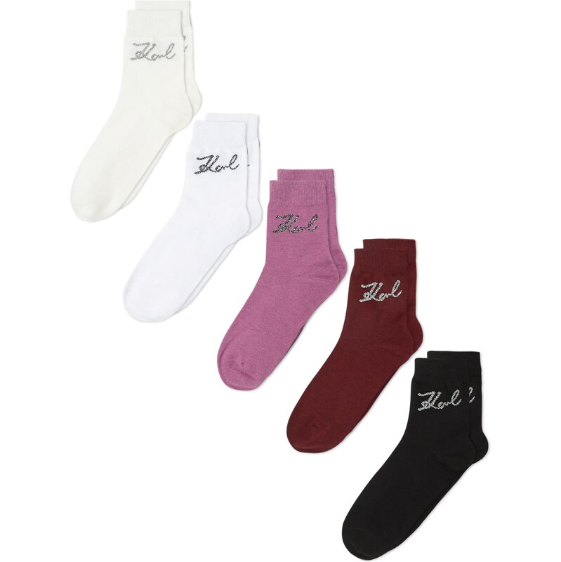 Karl Lagerfeld Ponožky krémová / eozín / tmavočervená / čierna / 65731323