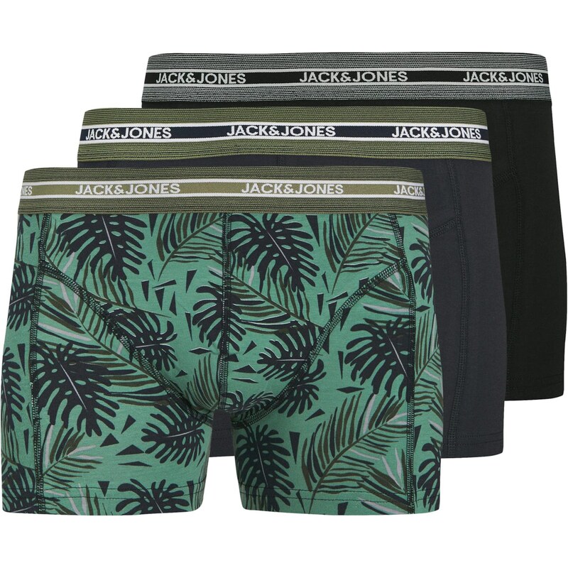 JACK & JONES Boxerky JACEZRA LEAVES zelená / čierna 65679497