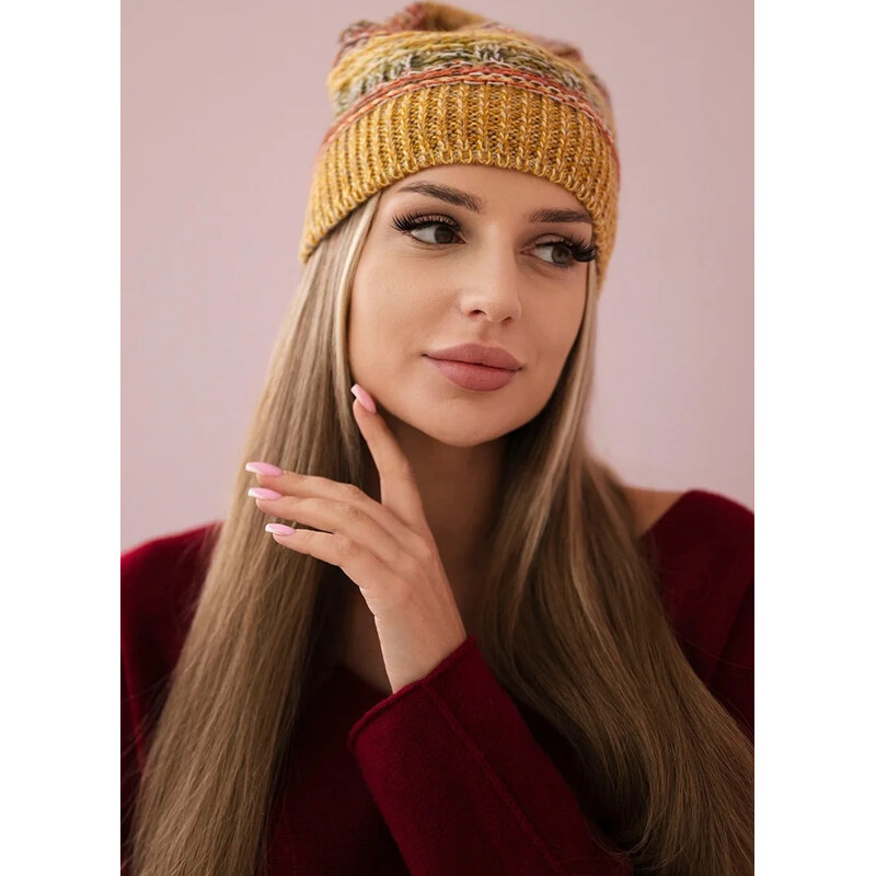 Kesi Horčicovo-khaki dámska čiapka s fleecovou podšívkou K254 horčica 65675115