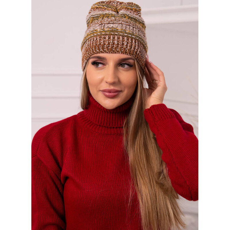 Kesi Béžovo-khaki dámska čiapka s fleecovou podšívkou K254 khaki+camel 65675119