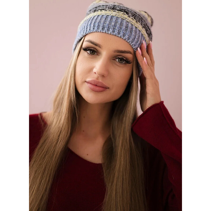 Kesi Modro-čierno-žltá dámska čiapka s fleecovou podšívkou K254 žltá + 65675116