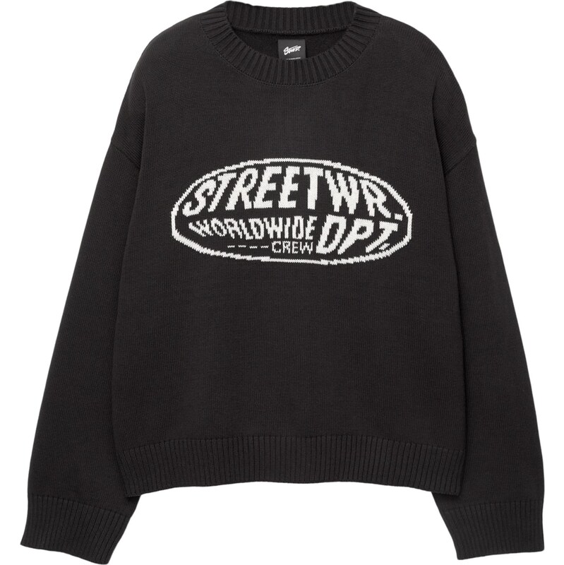 Pull&Bear Sveter STWD čierna / biela 65894899