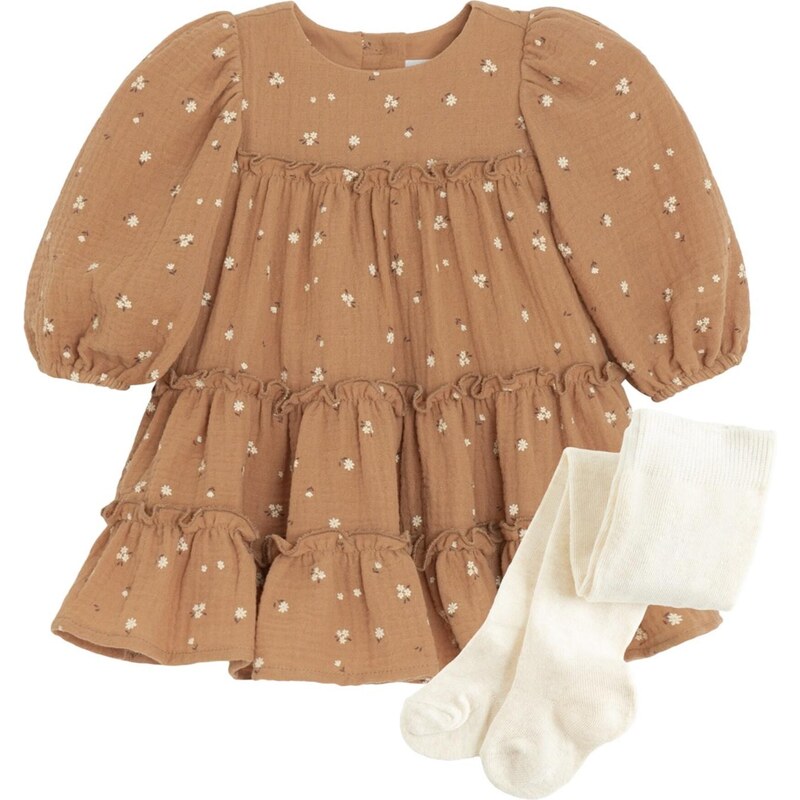 Cool Club Šaty hnedá / žltá / biela / biela ako vlna 65895303