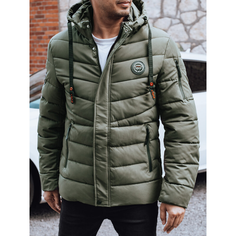 DStreet Pánska zimná bunda s kapucňou, zelená 65798512