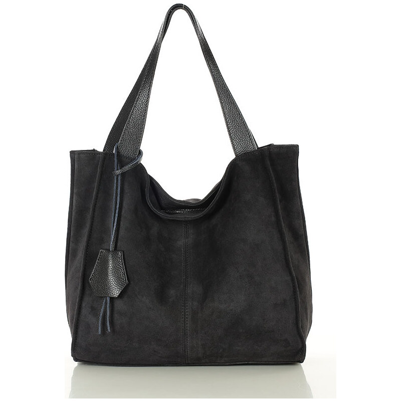 MARCO MAZZINI Kožená semišová nákupná taška | čierna s139aa 65684981