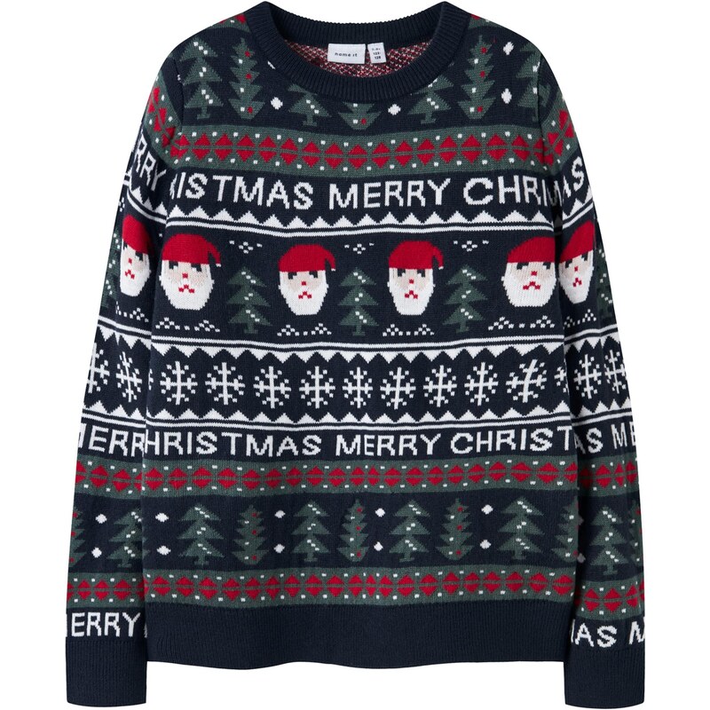 NAME IT Sveter NKNRastokka zafírová / tmavozelená / červená / biela 65696593