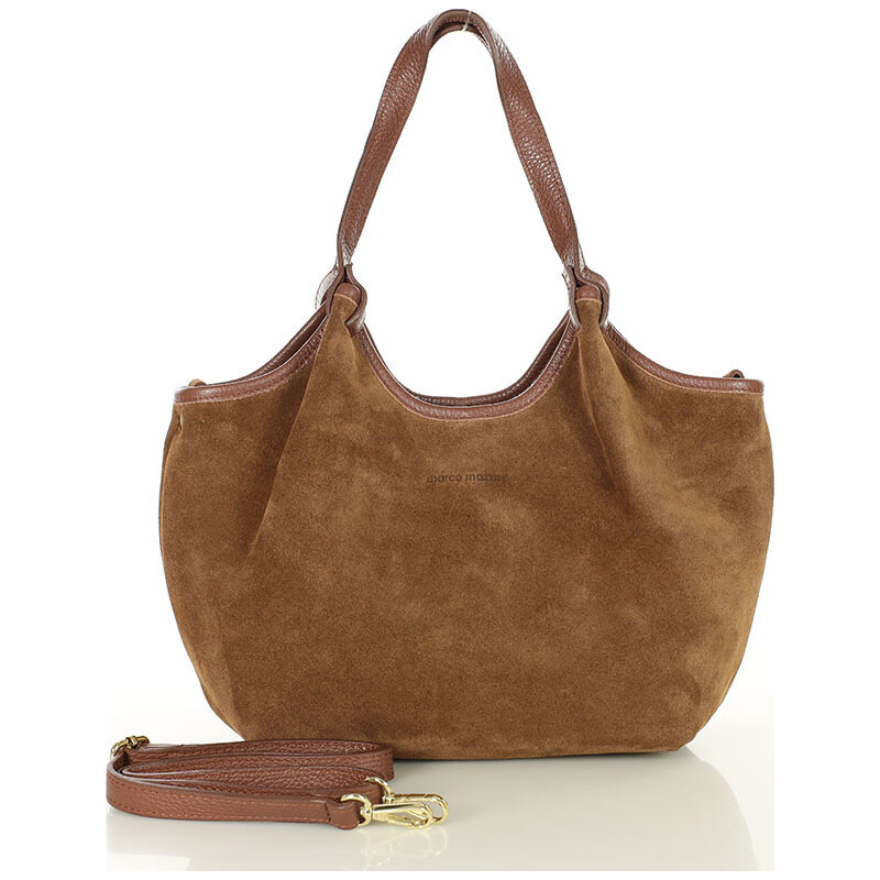 MARCO MAZZINI Hnedá semišová hobo kabelka (s291a) 65691216