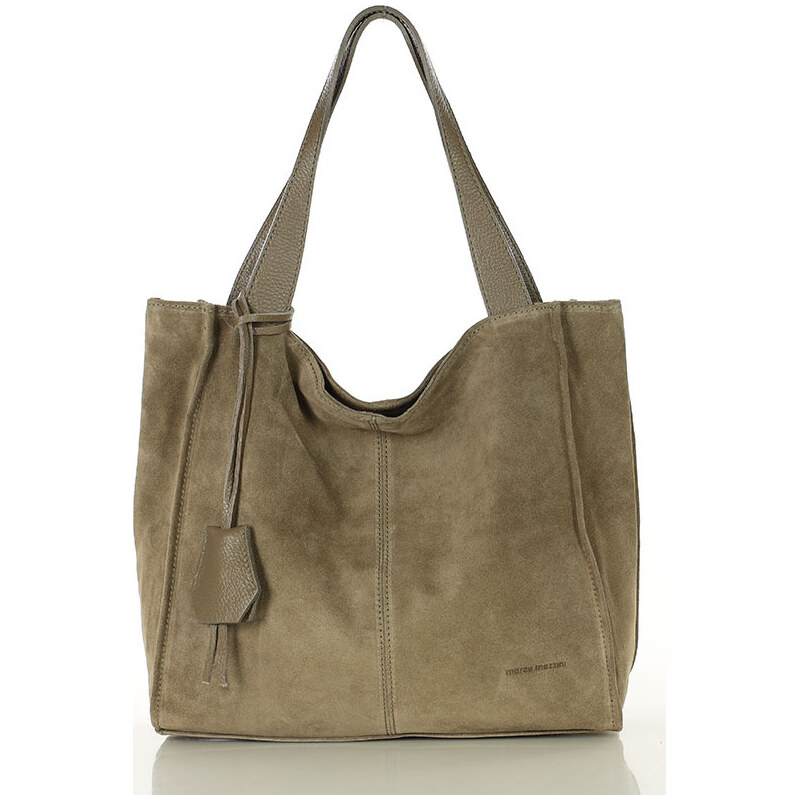 MARCO MAZZINI Béžová taupe semišová shopper kabelka (s139dd) 65691225