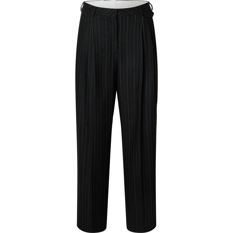 SELECTED Plisované nohavice SLFMalia Manteco svetlosivá / čierna 65891655