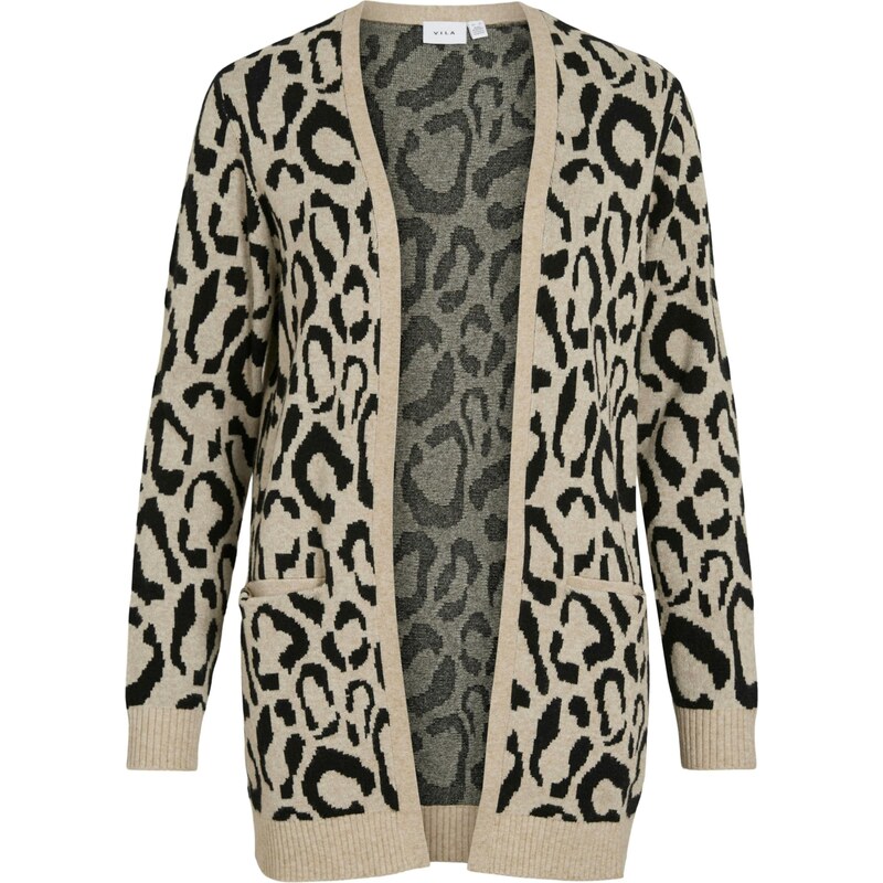 VILA Kardigán VITif béžová / čierna 65696301