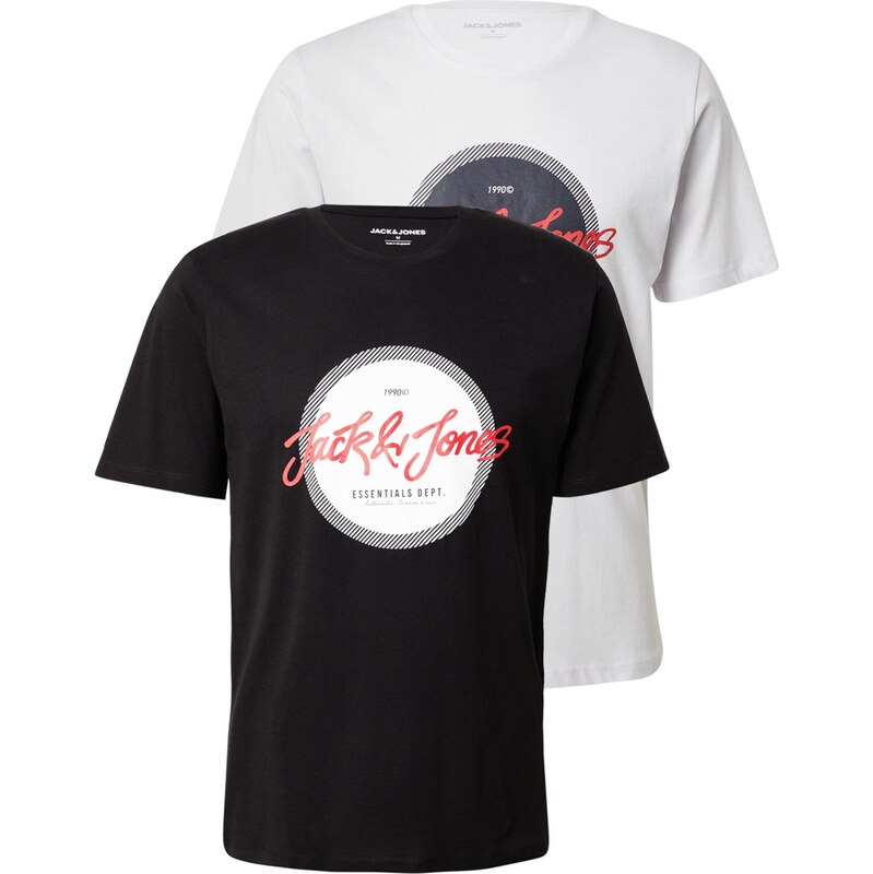 JACK & JONES Tričko JJURBAN tmavočervená / čierna / biela 65696667