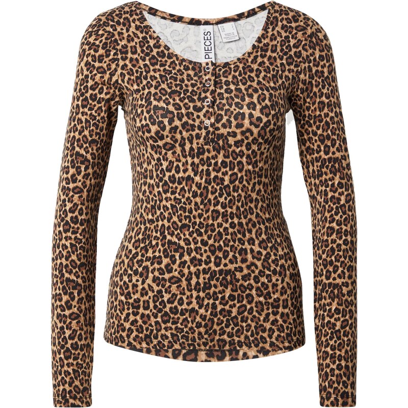 PIECES Tričko PCKITTY krémová / farba ťavej srsti / koňaková / čierna 65696600