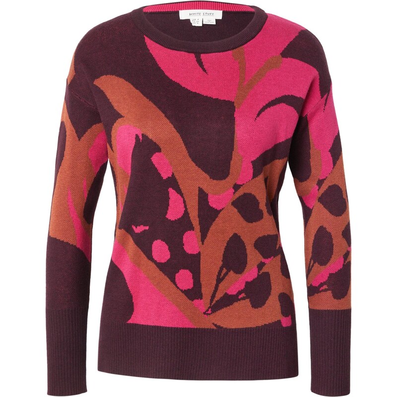 WHITE STUFF Sveter OLIVE koňaková / farba lesného ovocia / ružová 66846724