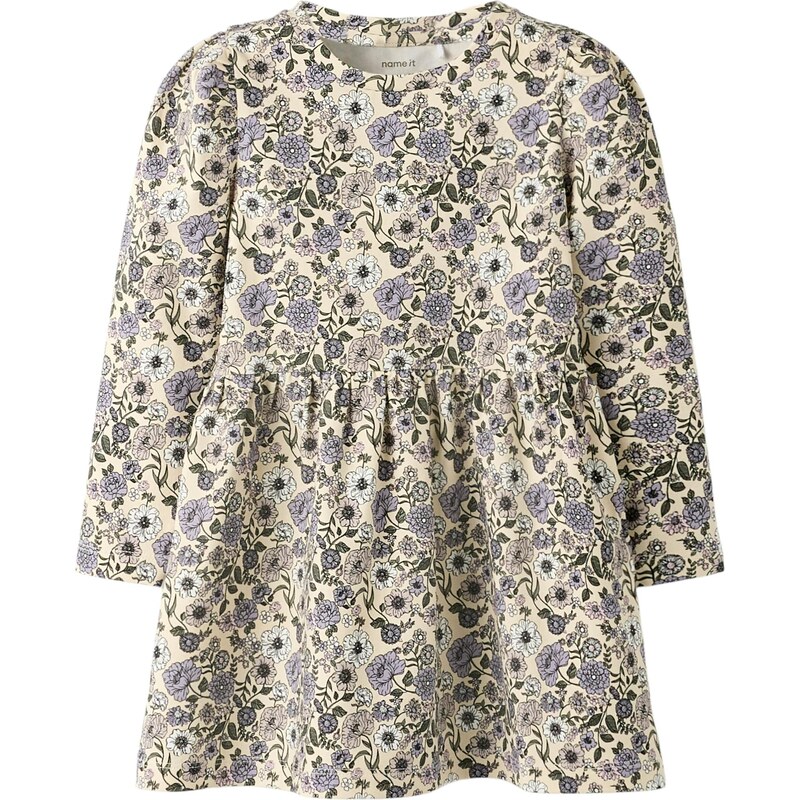 NAME IT Šaty NMFNIKALA béžová / tmavozelená / svetlofialová / biela 65836038