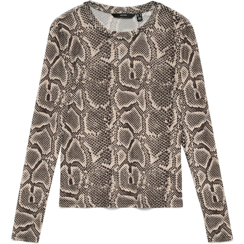 VERO MODA Tričko VMLOVA tmavohnedá / sivobéžová 65895617