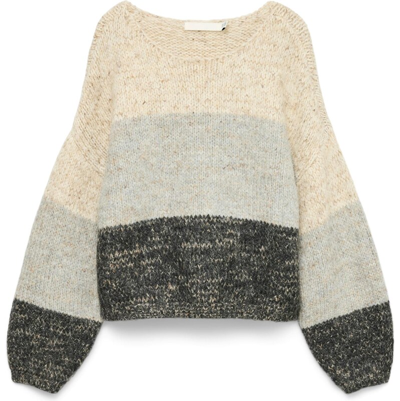 VERO MODA Sveter béžová melírovaná / sivá / sivá melírovaná 65895647