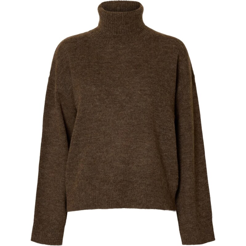 SELECTED Sveter SLFLulu tmavohnedá 66009780