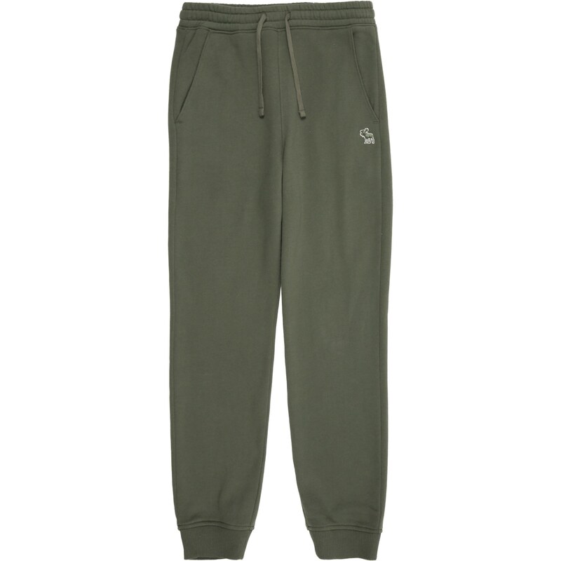 Abercrombie & Fitch Nohavice ESSENTIAL tmavozelená / biela 65895728