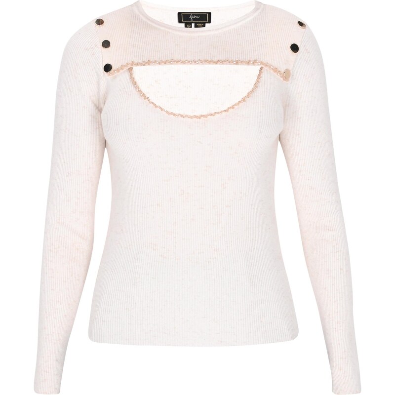 faina Sveter svetloružová / šedobiela 65884608