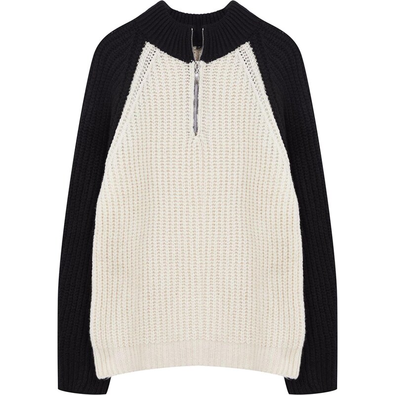 Trendyol Sveter čierna / biela ako vlna 65694729