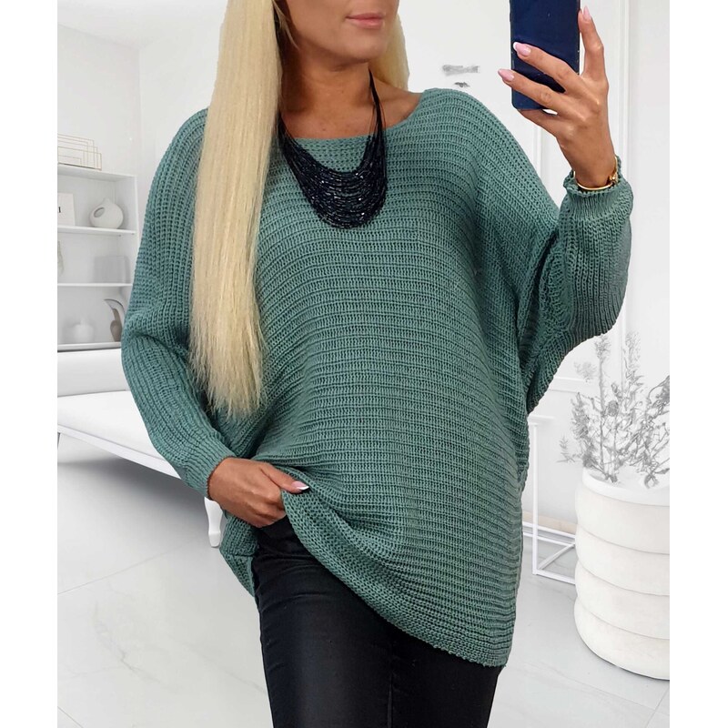 Sveter s raglánovými rukávmi mätový 65702268