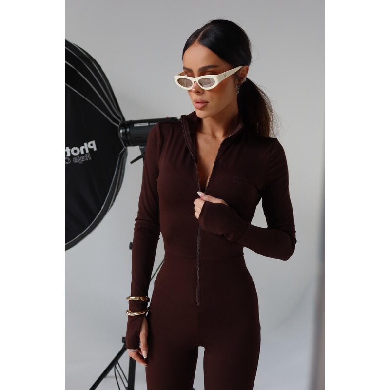 LaManuel Dámska čokoládová lycrová kombinéza HEAVY 65702390