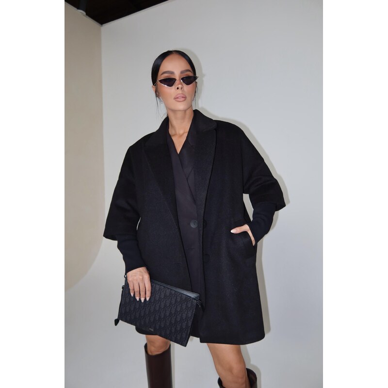 LaManuel Dámsky čierny kabát Eternal