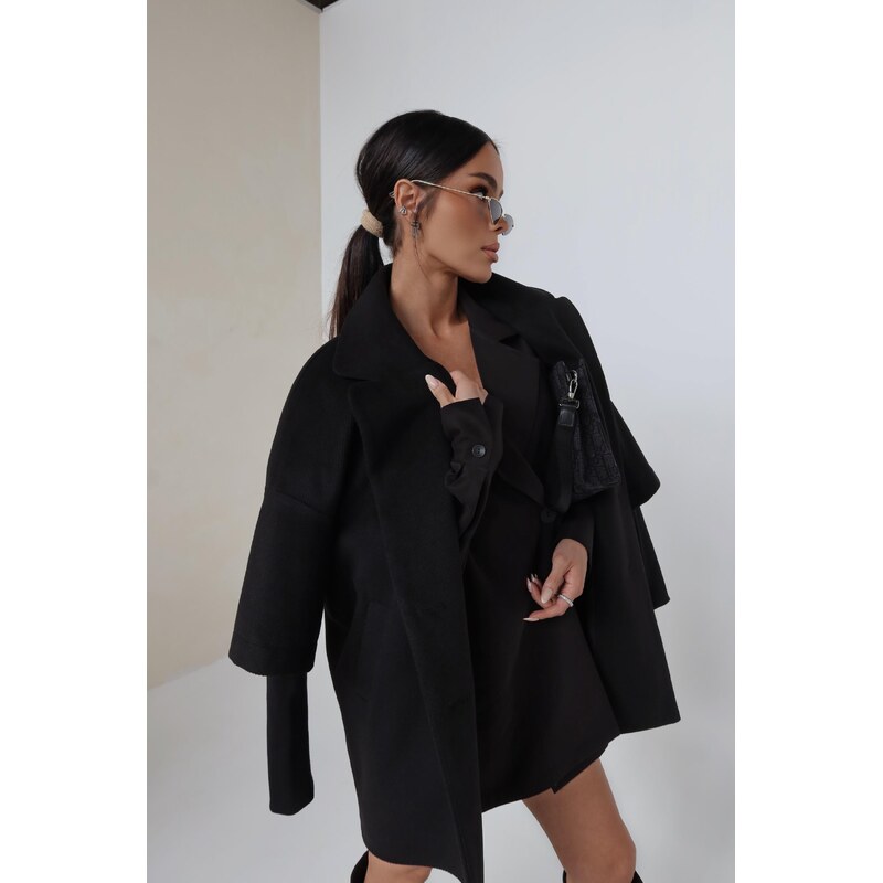 LaManuel Dámsky čierny kabát Eternal