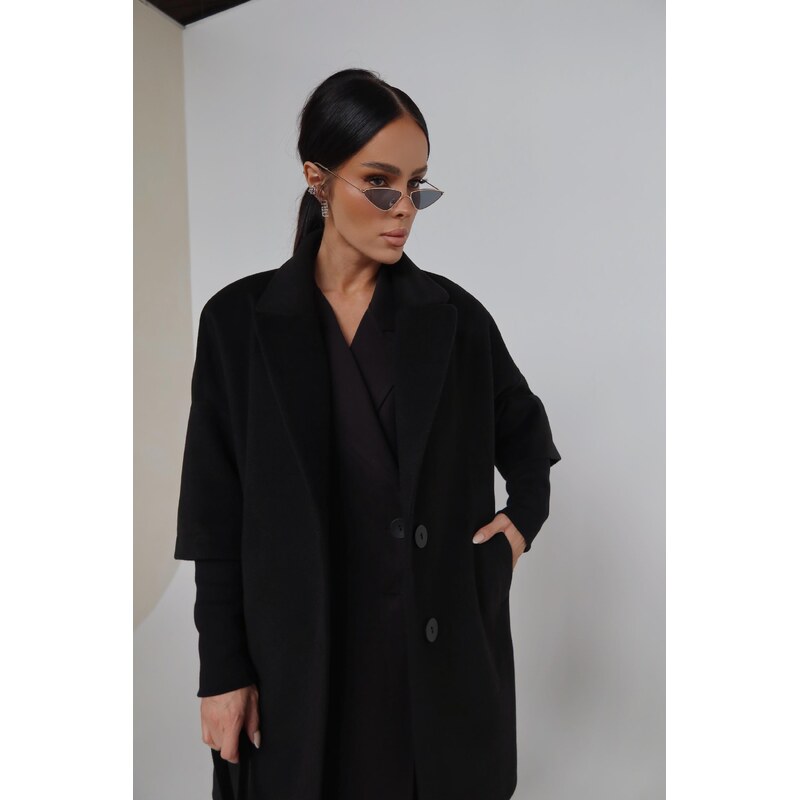 LaManuel Dámsky čierny kabát Eternal