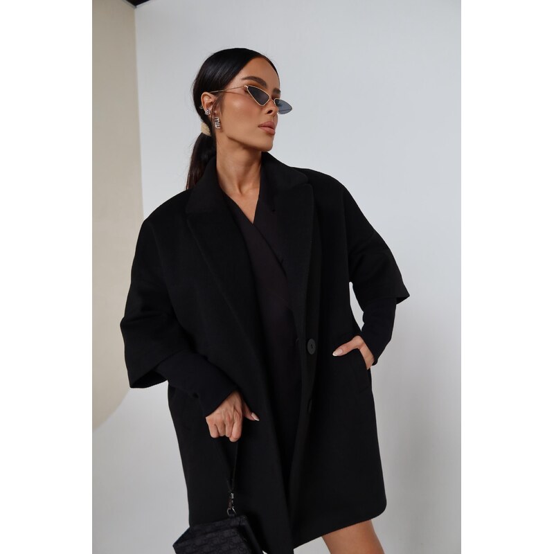 LaManuel Dámsky čierny kabát Eternal