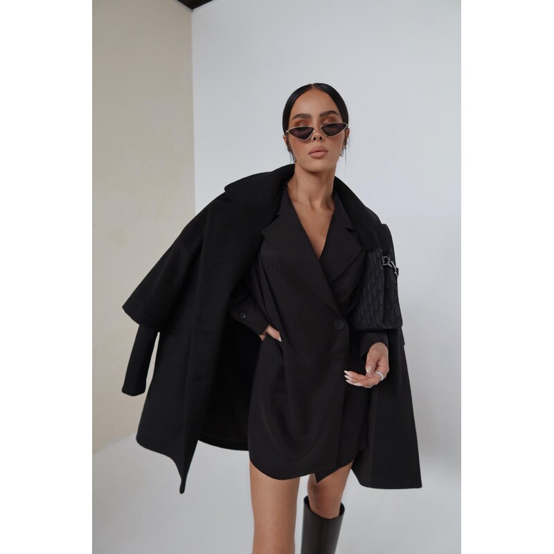 LaManuel Dámsky čierny kabát Eternal