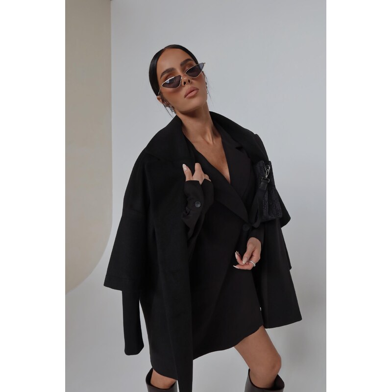 LaManuel Dámsky čierny kabát Eternal