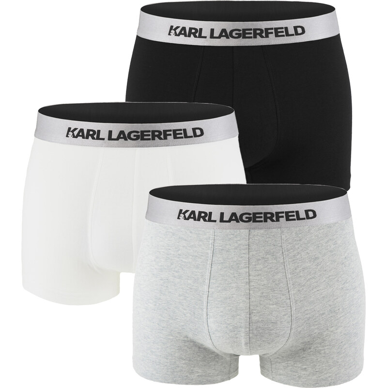 KARL LAGERFELD - boxerky 3PACK organic cotton black, white, gray with 65702846