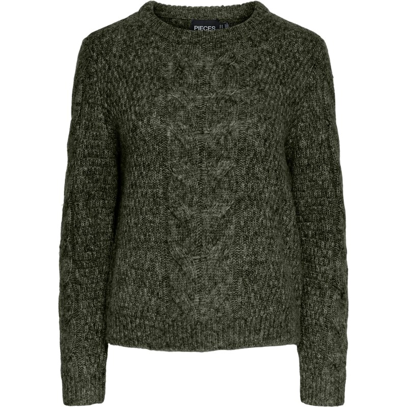 PIECES Sveter PCNina tmavozelená 65893041