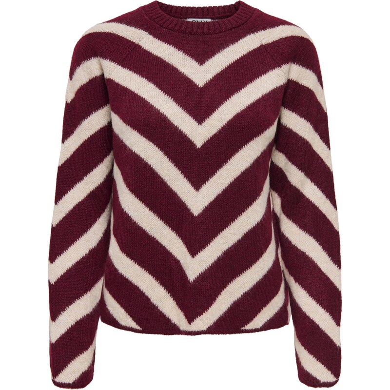 ONLY Sveter ONLELIZA krémová / vínovo červená 65891301