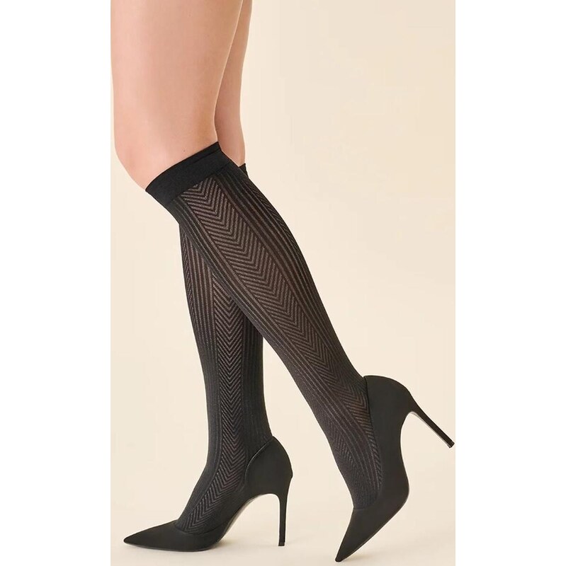 BASIC Gabriella Čierne dámske podkolienky so vzormi 40 deň 608 Visa 40 65703485