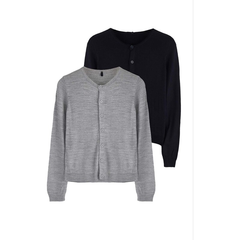 Trendyol Kardigán námornícka modrá / sivá melírovaná 65887944