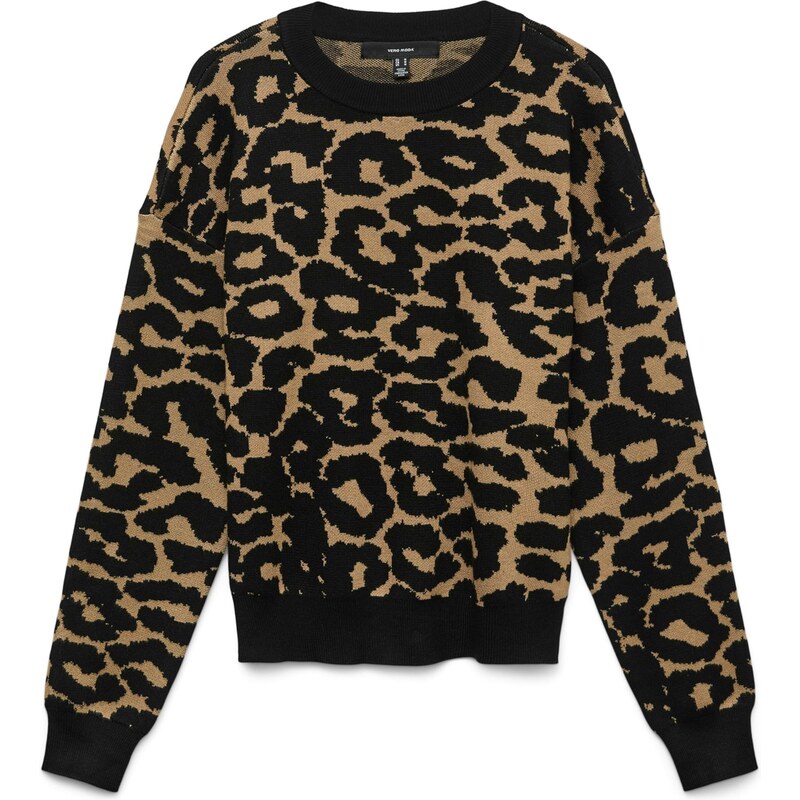 VERO MODA Sveter VMSilje hnedá / čierna 65893872