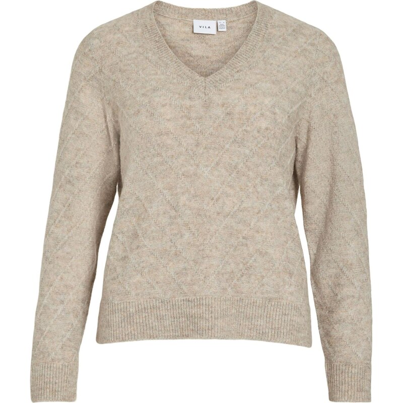 VILA Sveter béžová melírovaná 65893902