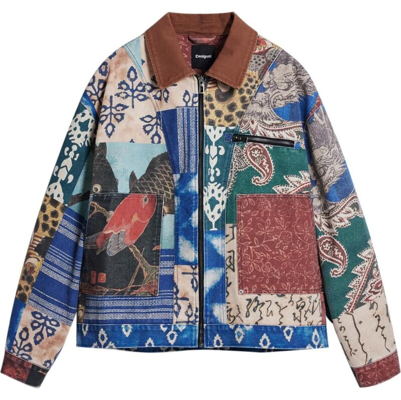 Desigual Prechodná bunda béžová / modrá / zelená / červená 65889627