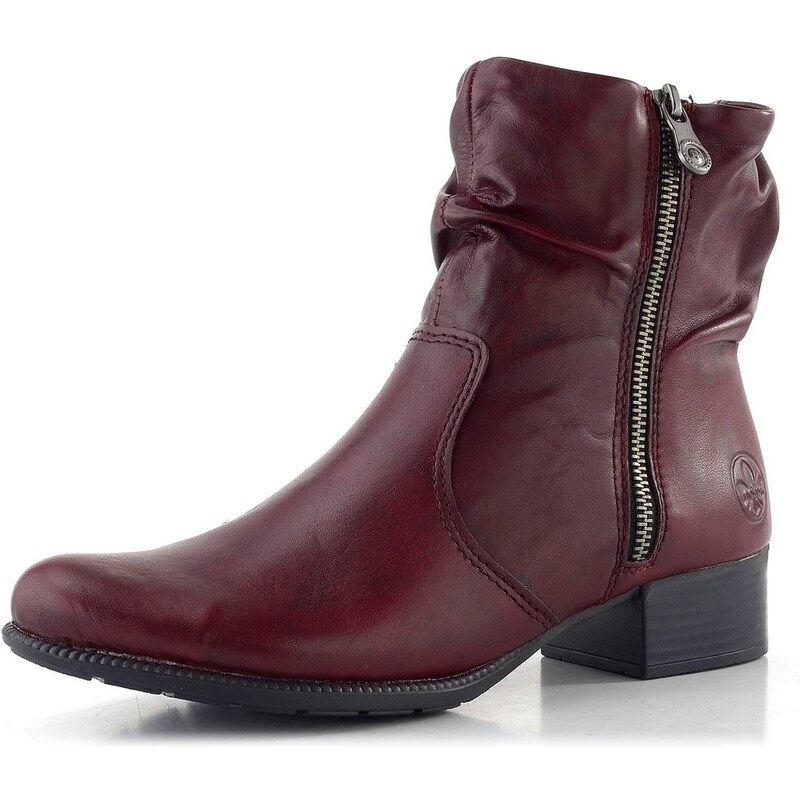 Rieker řasený zipový kotník vínový 78656-35 65720443