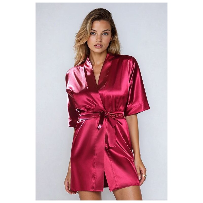 DKaren Saténový dámsky župan 90 vínový 5536104