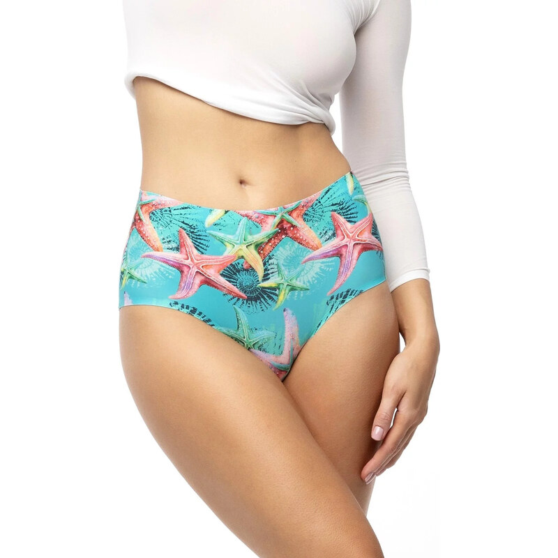 Jednoduché maxi nohavičky Sea Stars Green and Red - Julimex 65720581