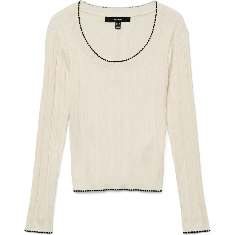 VERO MODA Sveter VMNina béžová / čierna 65883265