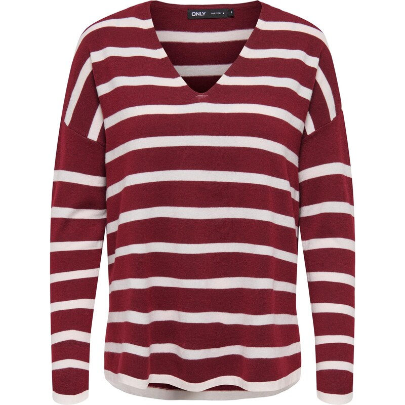 ONLY Sveter ONLAMALIO vínovo červená / biela 65886462