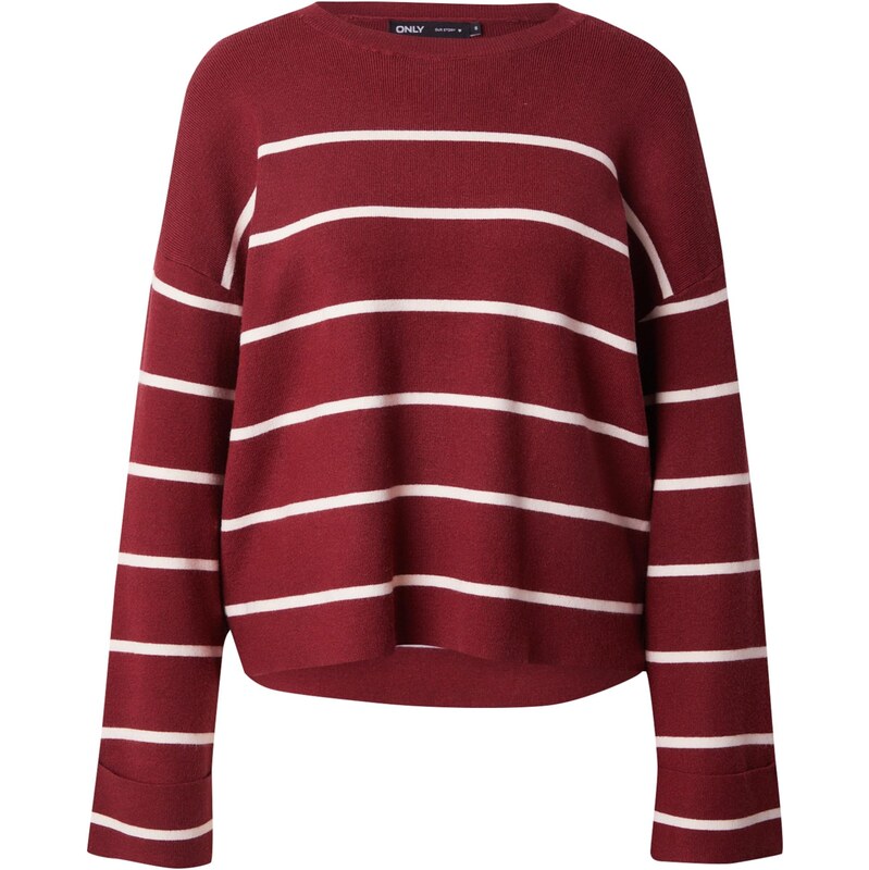 ONLY Sveter ONLAMY vínovo červená / biela 65888005